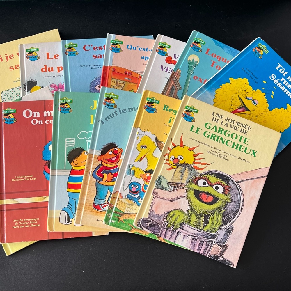 Vintage Sesame Street French Kids Book Set - Colorful Story Collection